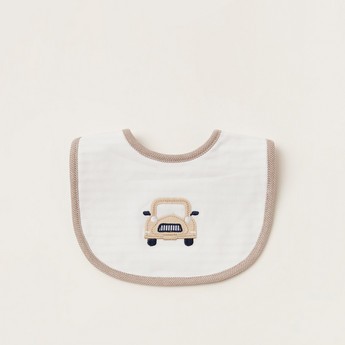 Giggles Embroidered Bib with Button Closure