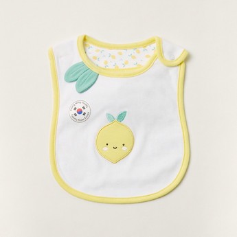 Juniors Printed Bib with Button Closure and Lemon Embroidery