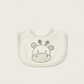 Juniors Giraffe Embroidery Bib with Press Button Closure