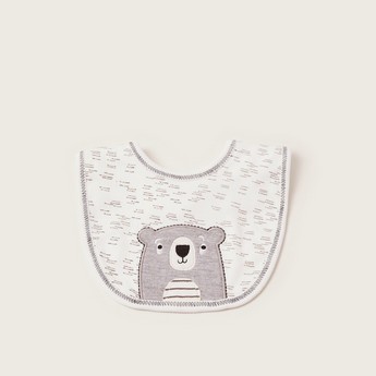 Juniors Bear Embroidered Bib with Press Button Closure