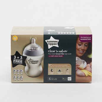 Tommee Tippee Closer to Nature 3+3 Feeding Bottle Set - 260 ml