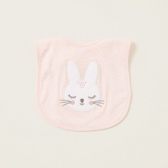 Juniors Bunny Embroidered Bib with Press Button Closure