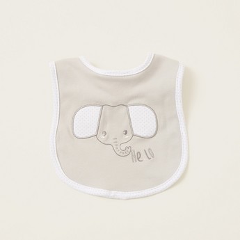 Juniors Elephant Embroidered Bib with Press Button Closure