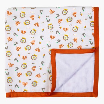 My Milestones Muslin Baby 2-Layered Blanket - Carnival Orange