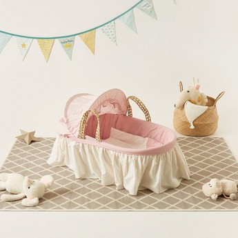 Cambrass Moses Basket with Frills and Canopy