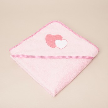 Juniors Heart Embroidered Towel with Hood - 80x80 cms