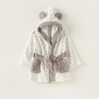Juniors Printed Robe with Hood and Ears Applique