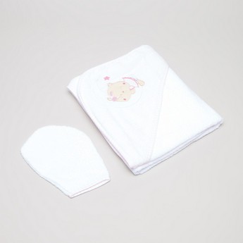Juniors Embroidered Towel with Hood and Mittens