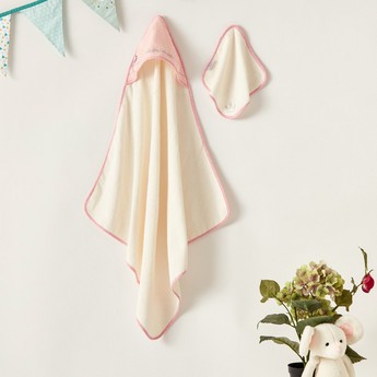 Giggles Hooded Towel and Washcloth Set - 76x76 cms