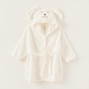 Juniors Hooded Robe with Puppy Applique Detail