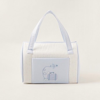 Cambrass Embroidered Diaper Bag with Zip Closure and Dual Handles