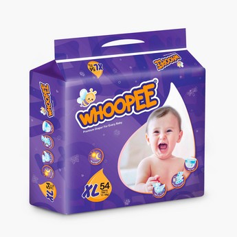 WHOOPEE Size XL, 54-Piece Diaper Pack - 11-16 kgs