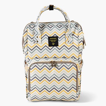 Sunveno Chevron Print Diaper Backpack with Zip Closure and Top Handles