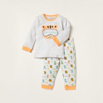 Juniors Printed Long Sleeves T-shirt and Pyjama Set