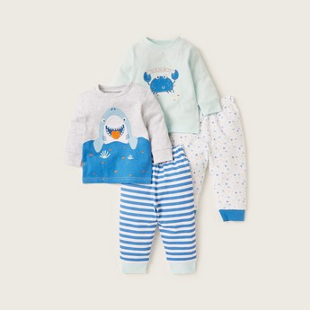 Juniors 4-Piece Printed T-shirt and Pyjama Set