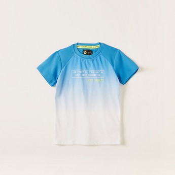 XYZ Ombre Printed T-shirt with Crew Neck and Short Sleeves