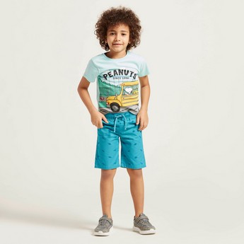 Juniors All-Over Print Shorts with Pockets and Drawstring Closure
