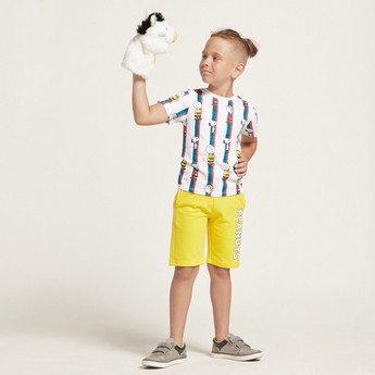 Peanuts Print Shorts with Pockets and Drawstring