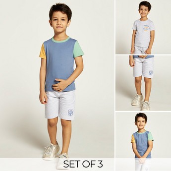 Juniors 3-Piece Crew Neck T-shirt and Shorts Set