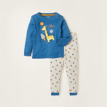 Juniors Applique Detail Sweatshirt and Printed Pyjama Set