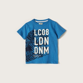 Lee Cooper Printed T-shirt with Crew Neck and Short Sleeves