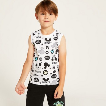 Disney All Over Mickey Mouse Print Sleeveless T-shirt