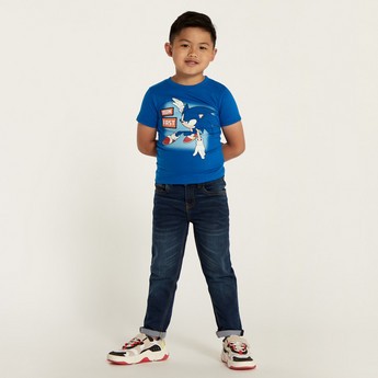 Hasbro Sonic the Hedgehog Print T-shirt with Crew Neck and Short Sleeves