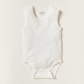 Juniors Solid Sleeveless Bodysuit with Snap Button Closure