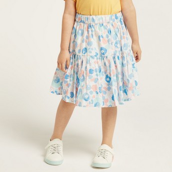 Juniors Printed Tiered Skirt with Elasticised Waistband