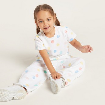 Juniors Printed Top and Full-Length Pants Set