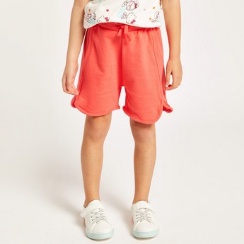 Juniors Solid Shorts with Drawstring Closure