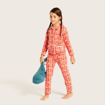 Juniors All-Over Print Shirt and Full Length Pyjama Set