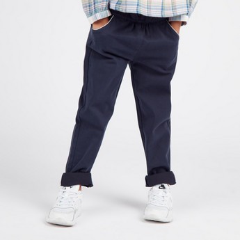 Eligo Solid Pants with Elasticated Waistband and Pockets