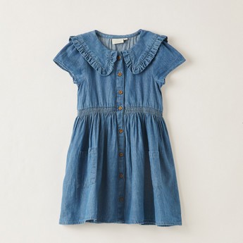 Juniors Solid A-line Shirt Dress with Pockets