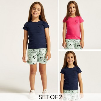 Juniors Solid Round Neck Top - Set of 2