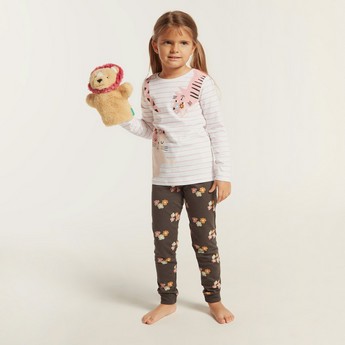 Juniors Graphic Print T-shirt and All-Over Printed Pyjamas Set