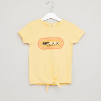 Expo 2020 Graphic Print T-shirt with Round Neck and Short Sleeves