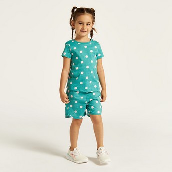 Juniors Polka Dots Print Shorts with Drawstring Closure