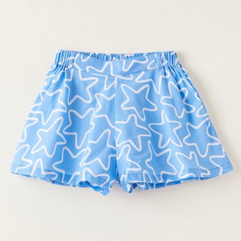 Juniors All-Over Star Print Shorts with Elasticised Waistband