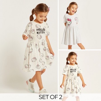 Sanrio Hello Kitty Print Dress with Short Sleeves - Set of 2