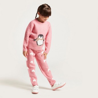 Juniors Printed Sweater and Jog Pants Set