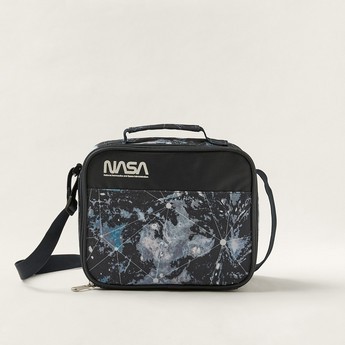 NASA Galaxy Print Lunch Bag with Adjustable Strap and Zip Closure