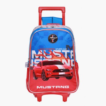 Mustang Printed Trolley Backpack - 18 inches