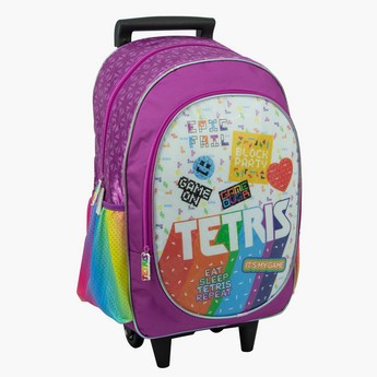 Tetris Print Trolley Backpack - 18 inches