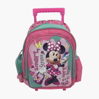 Disney Minnie Mouse Print Trolley Backpack with Zip Closure -14 inches