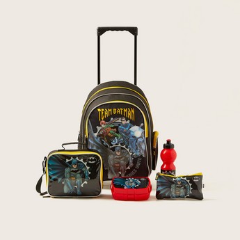 Batman Print 5-Piece Trolley Backpack Set - 14 Inches