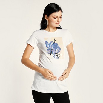 Love Mum Graphic Print Maternity T-shirt with Short Sleeves