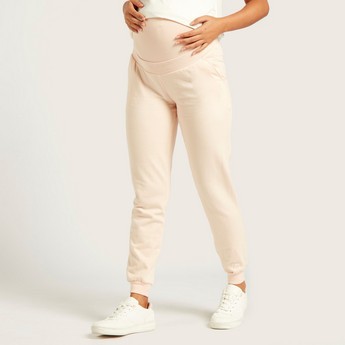 Love Mum Solid Knit Joggers with Elasticated Waistband