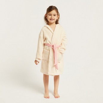 Juniors Solid Bathrobe with Hood and 3D Ears