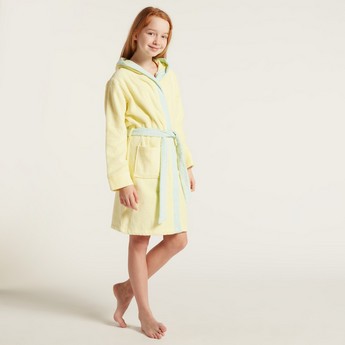 Juniors Long Sleeves Bathrobe with Tie-Up Belt and Hood